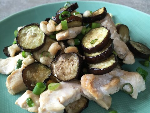 長ナスと鶏むね肉のたぬき炒め♪